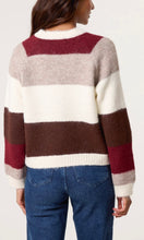 Load image into Gallery viewer, STRIPED FLOWER BUTTON KNIT CARDIGAN