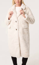 Load image into Gallery viewer, CREAM LONGLINE FAUX FUR BUTTON COAT