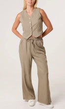 Load image into Gallery viewer, KHAKI PINSTRIPE WAISTCOAT &amp; TROUSER SUIT CO-ORD