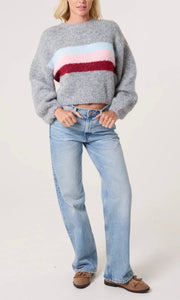 GREY CENTRE STRIPE SOFT KNIT