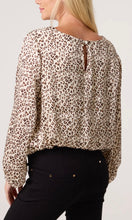 Load image into Gallery viewer, BROWN ANIMAL PRINT ROUND NECK BUBBLE TOP