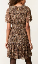 Load image into Gallery viewer, BROWN FLUTTER SLEEVE ROUND NECK LEOPARD MINI  DRESS