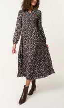 Load image into Gallery viewer, DITSY AUTUMN FLORAL SHIRRED STRETCH BUTTON DRESS