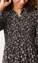 Load image into Gallery viewer, DITSY AUTUMN FLORAL SHIRRED STRETCH BUTTON DRESS