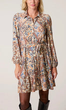 Load image into Gallery viewer, PRINTED BELTED MINI SHIRT DRESS