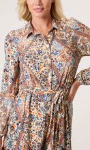 Load image into Gallery viewer, PRINTED BELTED MINI SHIRT DRESS
