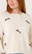 Load image into Gallery viewer, CREAM ANIMAL PRINT BOW KNIT JUMPER