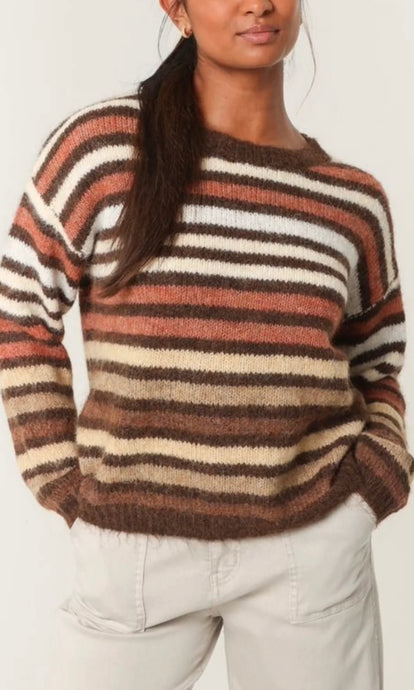 STRIPED BROWN KNIT JUMPER
