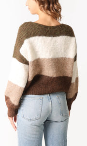 KHAKI MULTI BLOCK STRIPE KNIT JUMPER