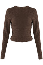 Load image into Gallery viewer, Chocolate Brown Textured Long Sleeve Top