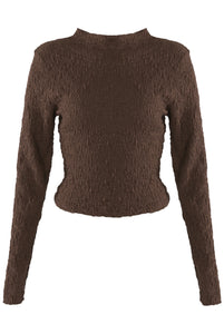 Chocolate Brown Textured Long Sleeve Top