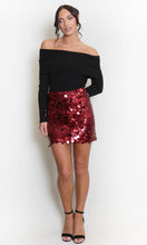 Load image into Gallery viewer, Claret Disc Sequin Mini Skirt