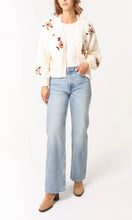 Load image into Gallery viewer, FLOWER EMBROIDERY OPEN KNIT CARDIGAN