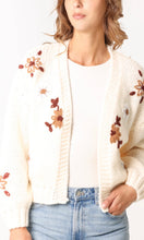Load image into Gallery viewer, FLOWER EMBROIDERY OPEN KNIT CARDIGAN