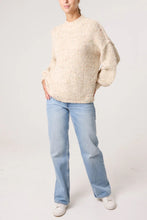 Load image into Gallery viewer, CREAM SPACE DYE CREW HIGH NECK KNIT JUMPER