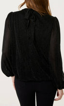 Load image into Gallery viewer, BLACK SPARKLE LUREX HIGH NECK PUFFBALL TOP
