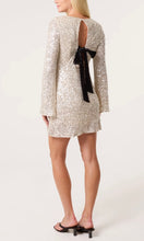 Load image into Gallery viewer, CHAMPAGNE BOW BACK SEQUIN MINI DRESS
