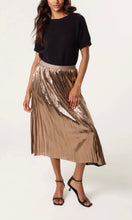 Load image into Gallery viewer, BRONZE METALLIC PLEATED MIDI SKIRT