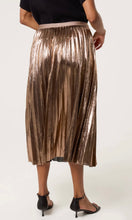 Load image into Gallery viewer, BRONZE METALLIC PLEATED MIDI SKIRT