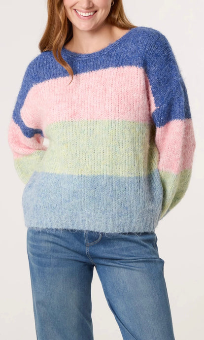 PASTEL MULTI BLOCK STRIPE KNIT JUMPER