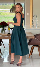 Load image into Gallery viewer, Nesta Boat Neck Skater Midi Dress Emerald Green