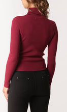 Load image into Gallery viewer, WINE ROLL NECK RIBBED JUMPER