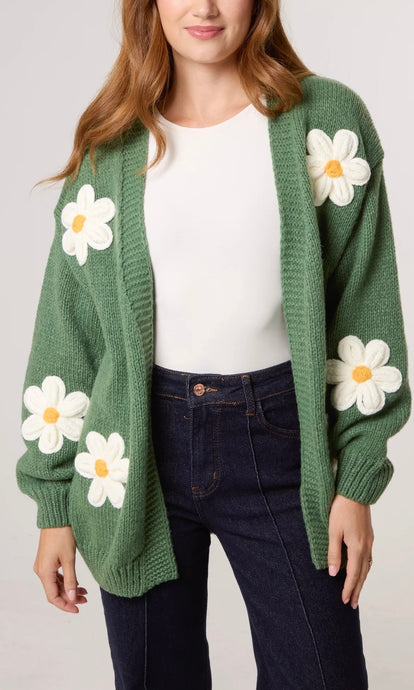GREEN DAISY CARDIGAN