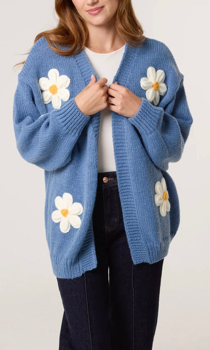 DENIM BLUE DAISY CARDIGAN