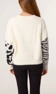 IVORY LEOPARD AND ZEBRA ABSTRACT JUMPER