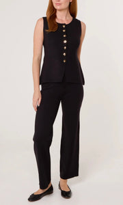 BLACK RIBBED GOLD BUTTON WAISTCOAT & TROUSER SET  Sale price