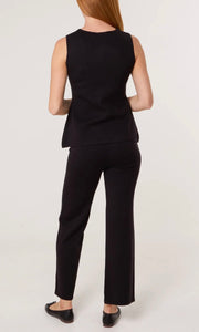 BLACK RIBBED GOLD BUTTON WAISTCOAT & TROUSER SET  Sale price