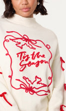 Load image into Gallery viewer, TIS THE SEASON EMBROIDERY BOW JUMPER