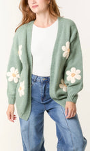 Load image into Gallery viewer, SAGE GREEN DAISY CARDIGAN