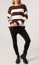 Load image into Gallery viewer, CHOCOLATE BROWN STRIPE TEXTURED COSY KNIT JUMPER