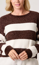 Load image into Gallery viewer, CHOCOLATE BROWN STRIPE TEXTURED COSY KNIT JUMPER