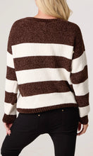 Load image into Gallery viewer, CHOCOLATE BROWN STRIPE TEXTURED COSY KNIT JUMPER