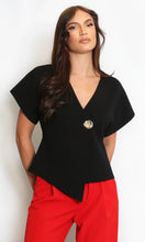 Load image into Gallery viewer, Black Fine Knit Asymmetric Cardigan