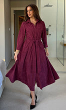 Load image into Gallery viewer, Angela Long Sleeve Maxi Shirt Dress Berry Suede
