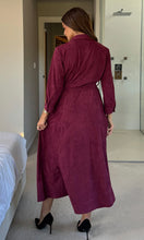 Load image into Gallery viewer, Angela Long Sleeve Maxi Shirt Dress Berry Suede