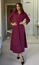 Load image into Gallery viewer, Angela Long Sleeve Maxi Shirt Dress Berry Suede