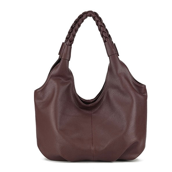 Wine Plait Handle Soft Slouchy Bag