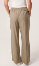 Load image into Gallery viewer, KHAKI ELASTICATED PINSTRIPE WIDE LEG TROUSERS