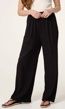 Load image into Gallery viewer, Black Wide Leg Crinkle Trousers