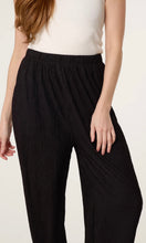 Load image into Gallery viewer, Black Wide Leg Crinkle Trousers