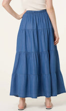 Load image into Gallery viewer, Tiered Denim Maxi Skirt