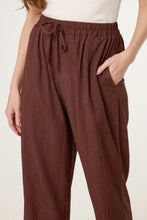 Load image into Gallery viewer, Brown Crinkle Tie Waist Wide Leg Trouser
