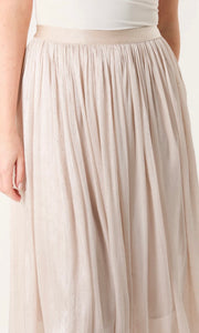 STONE MESH SHIMMER MIDI SKIRT