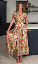 Load image into Gallery viewer, Aurora Maxi Border Print Shirt Dress Purple