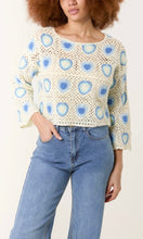 Load image into Gallery viewer, BLUE HEART PATCHWORK CROCHET TOP