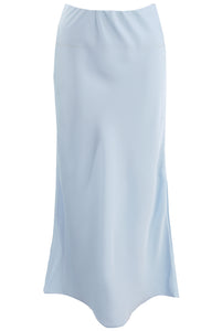 Blue Satin High Waist A-Line Maxi Skirt